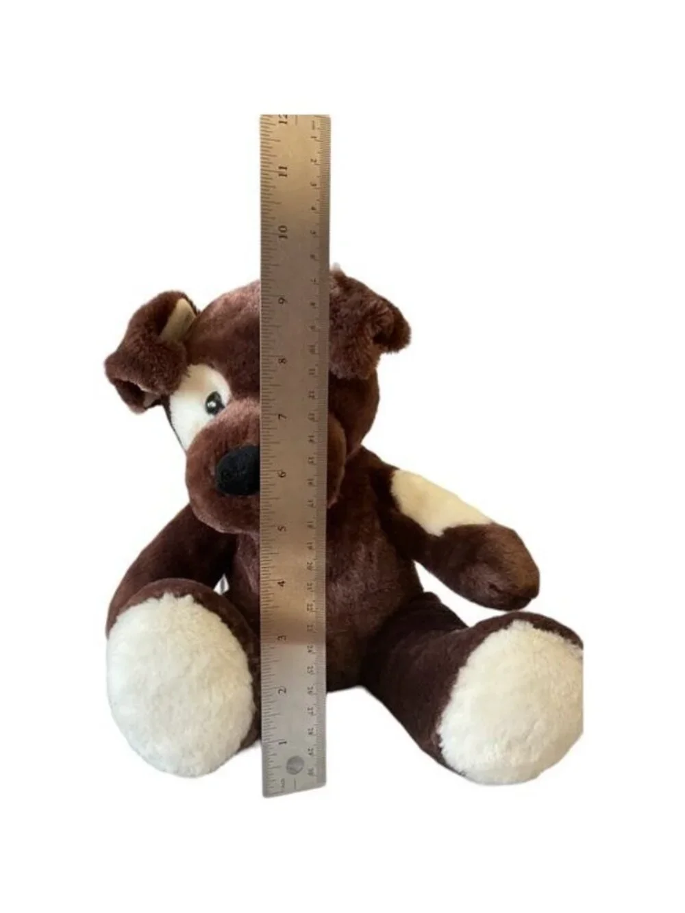 Build A Bear Lil Fudge Puppy Dog Plush Brown Cream Patch Eye Spot Retired BABW 1